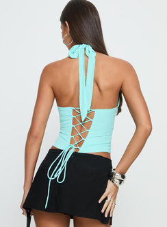 Keileigh Tie Neck Top Blue