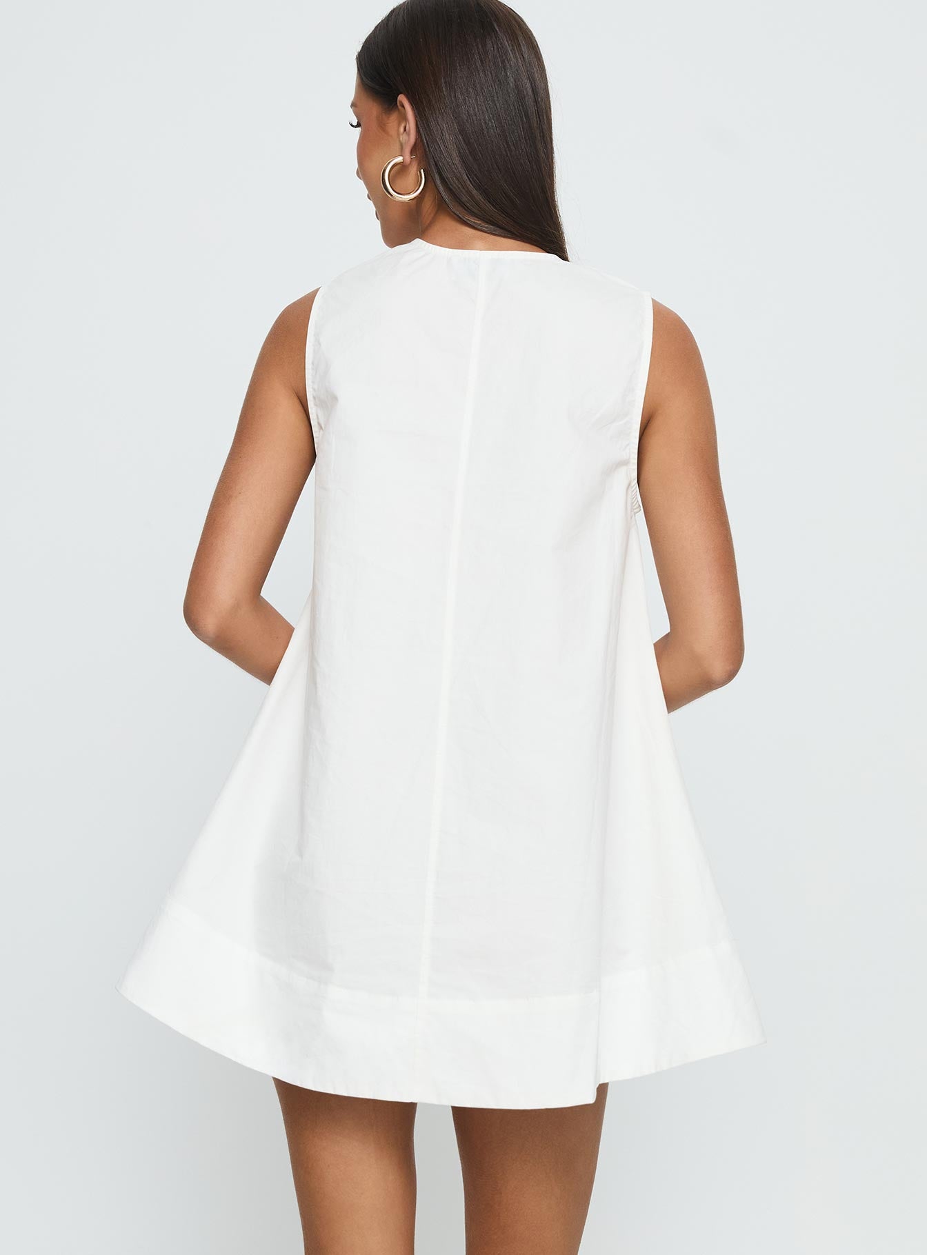 Eberta Ruched Baby Doll Mini Dress White