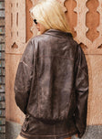 Tanza Faux Leather Jacket Brown / Red