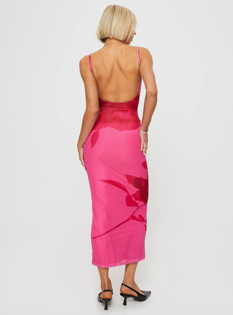 Knox Maxi Dress Hot Pink Floral | Princess Polly Knox Maxi Dress Hot Pink Floral | Princess Polly