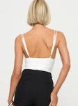 back view of model wearing Princess Polly Corella Bodysuit White Sleeveless 