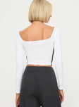 Long sleeve top Contrast piping detail, straight neckline