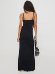 back view of model wearing Princess Polly Nesting Maxi Skirt Black Maxi 