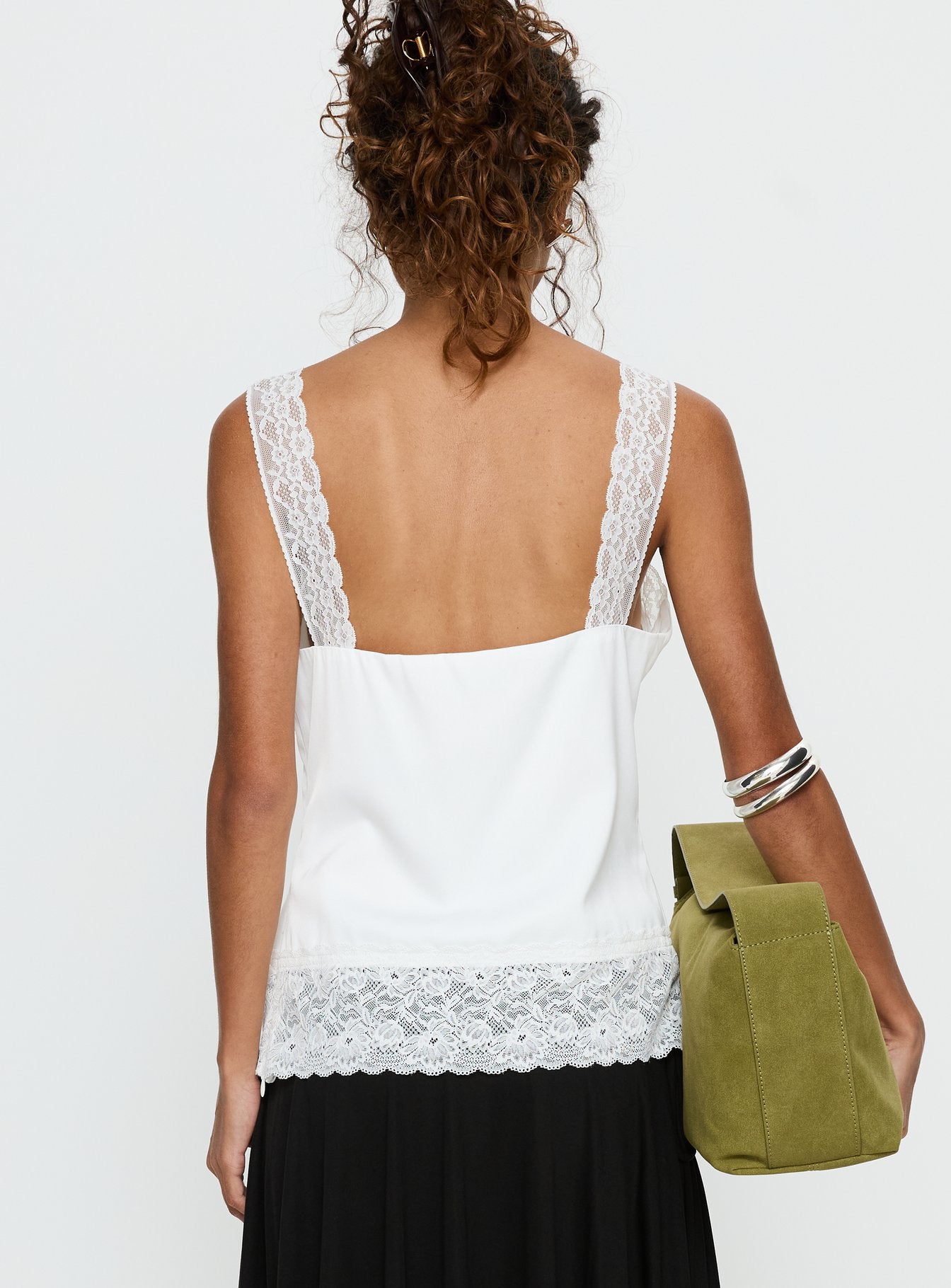 Avyra Lace Trim Cami Top Ivory | Princess Polly