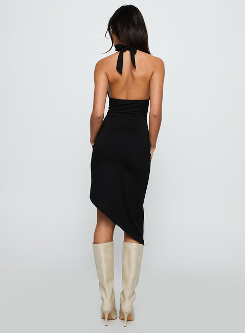 Whimsy Asymmetrical Midi Dress Black | Princess Polly Whimsy Asymmetrical Midi Dress Black | Princess Polly