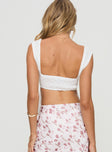 Broderie anglaise crop top Fixed shoulder straps, square neckline, shirred band at back Non-stretch material, lined bust