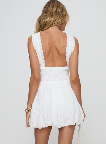 Vittoria Bubble Hem Mini Dress White