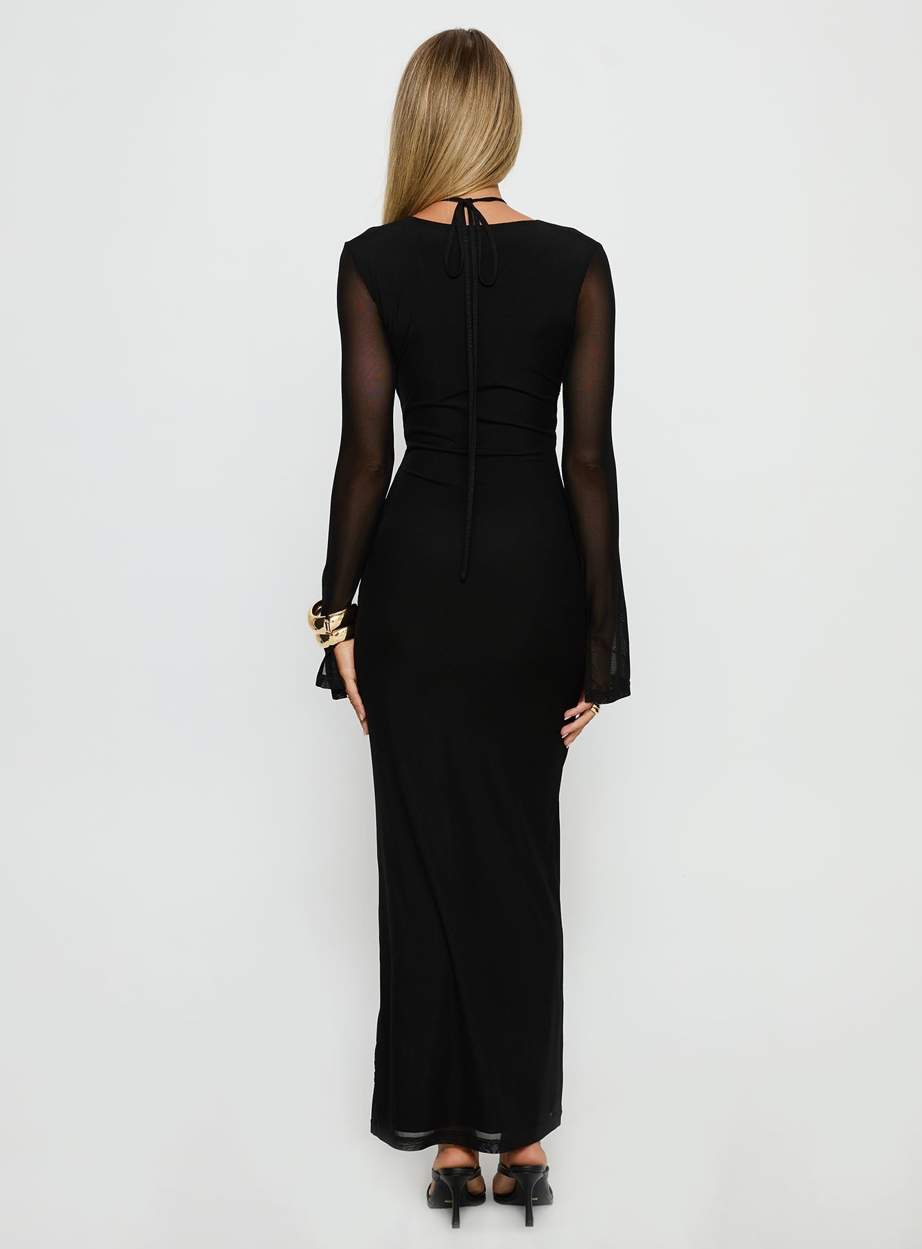 long sleeve cut out maxi dress in grey Ariadna Cut Out Long Sleeve Maxi Dress Black