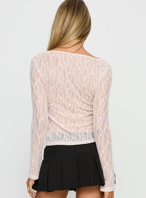 Open Your Heart Tie Detail Long Sleeve Top Pink