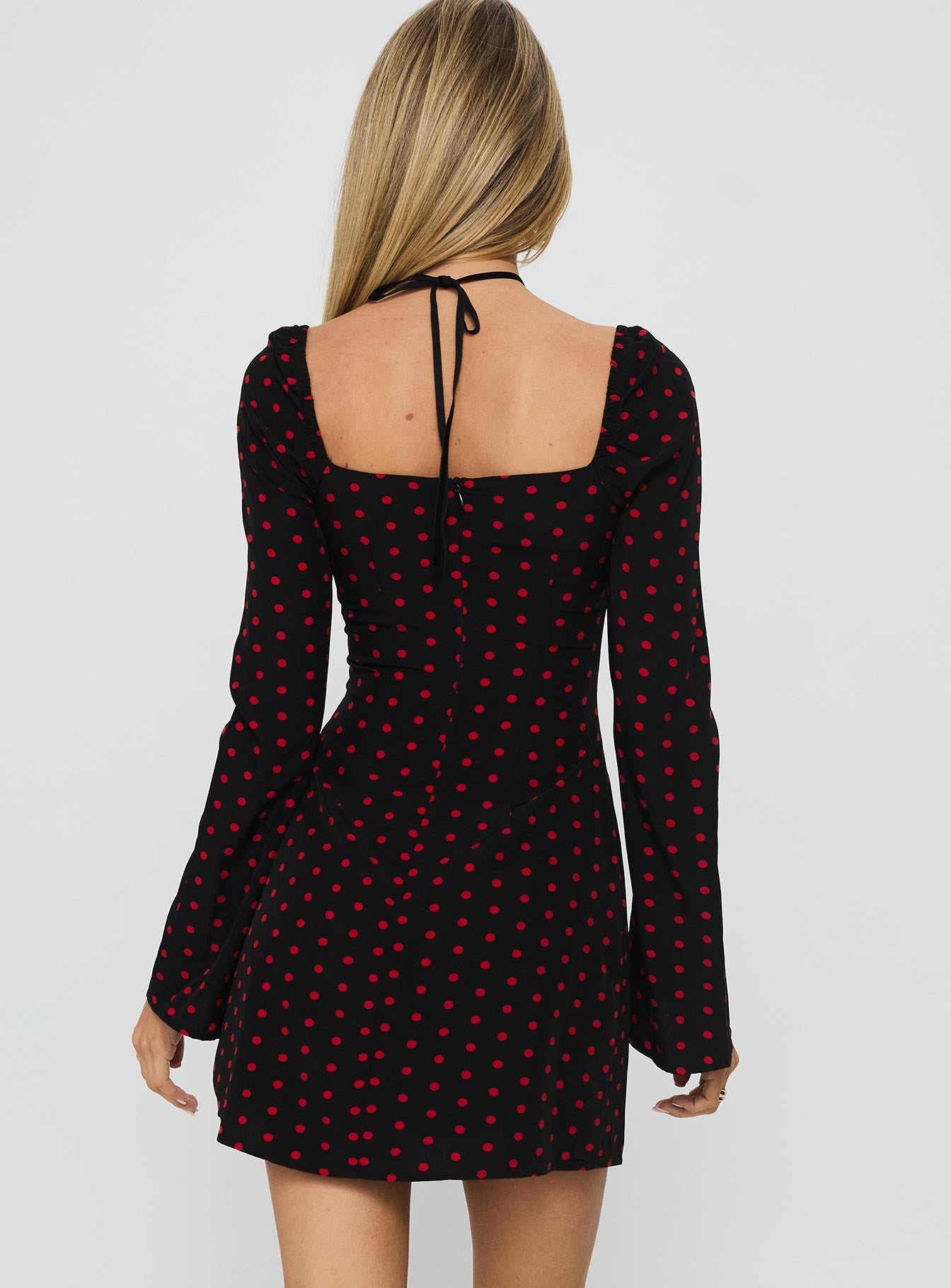 Addisen Long Sleeve Mini Dress Polka Dot
