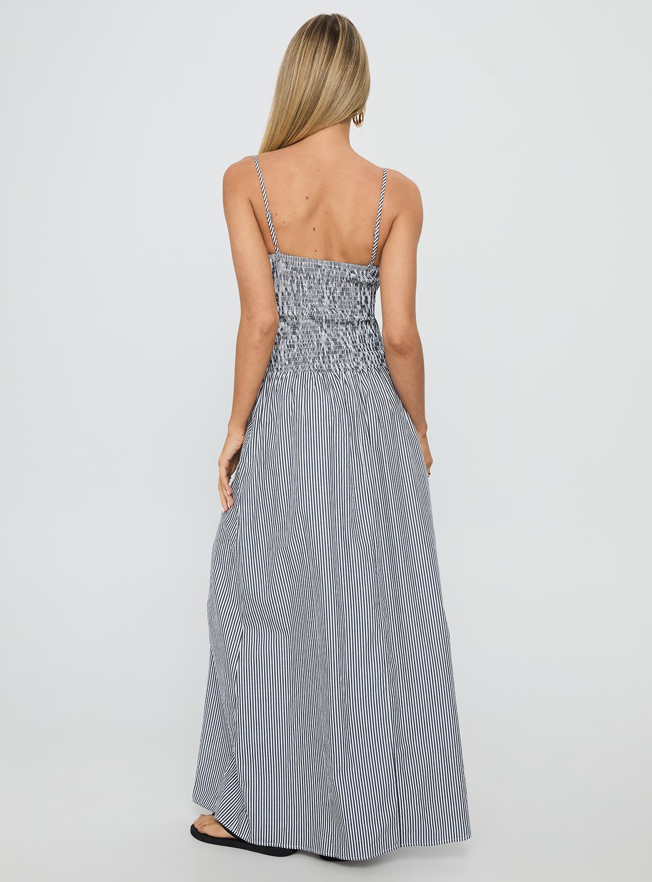 Kosie Shirred Maxi Dress Blue Stripe | Princess Polly Kosie Shirred Maxi Dress Blue Stripe | Princess Polly