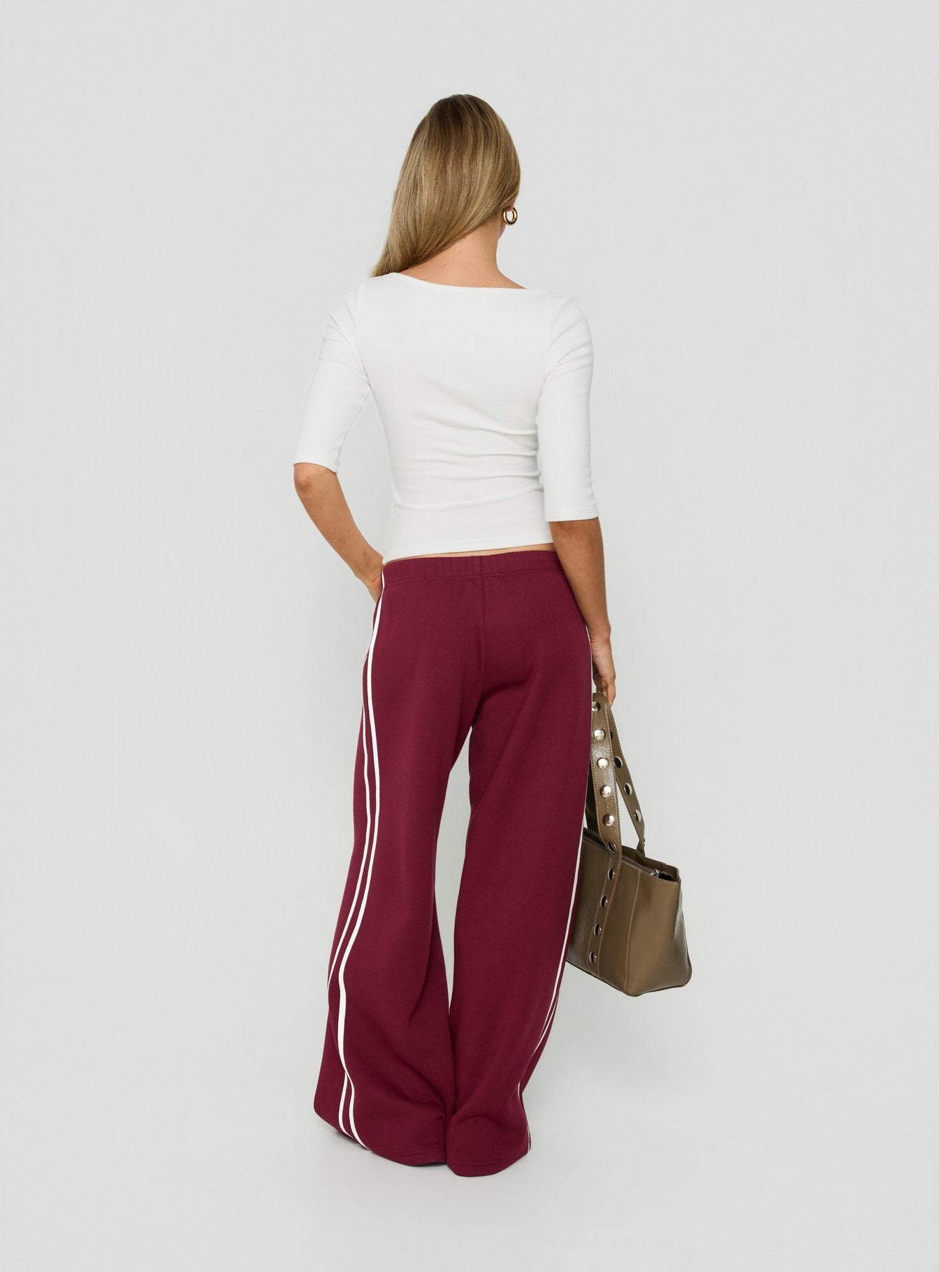 Kennah Wide Leg Sweat Pants Cherry