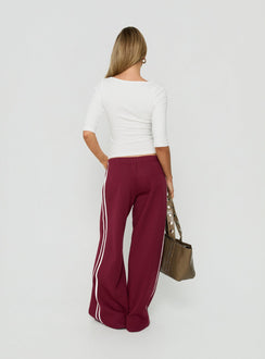 Kennah Wide Leg Sweat Pants Cherry