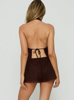 Cloud Crush Linen Shorts Chocolate