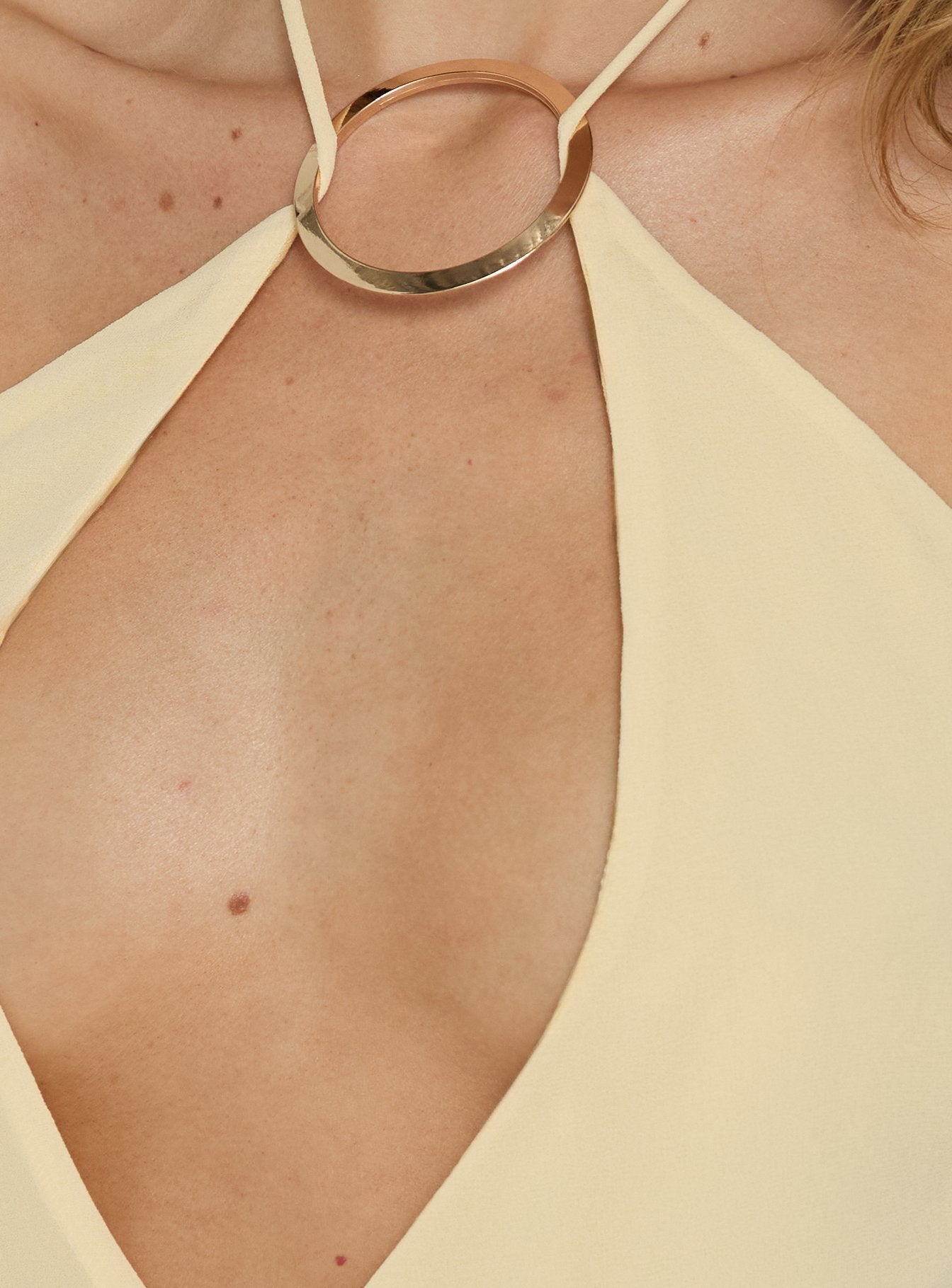 Penelopea Plunge Neck Hardware Detail Playsuit Butter