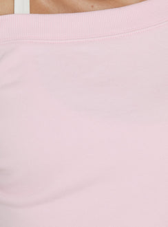 Shop the Wellness Off The Shoulder Jumper Pink womens-jumpers with short length detail Princess Polly
