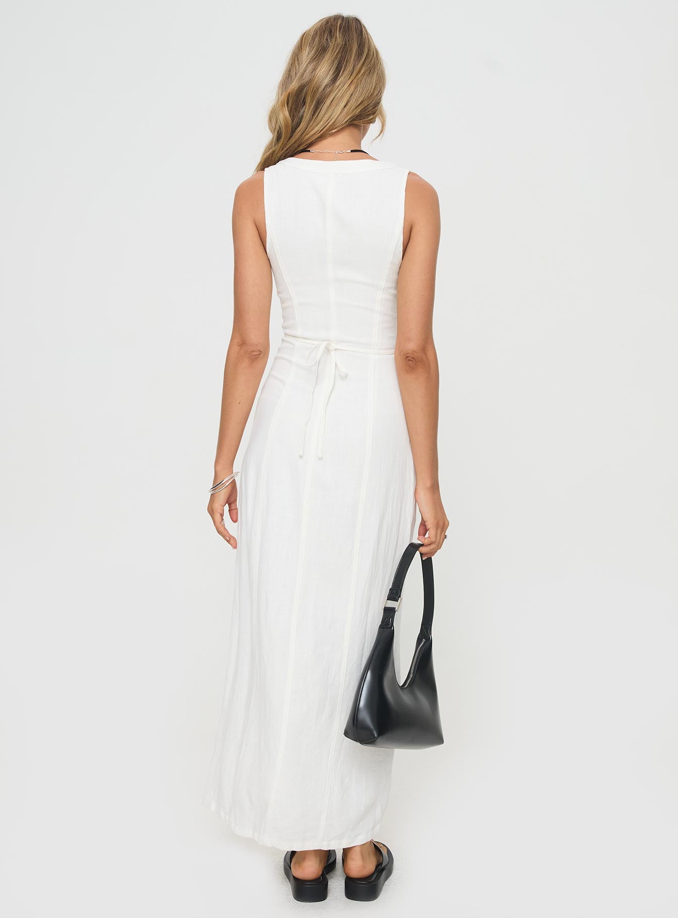 Summer Season Linen Blend Maxi Dress White Petite | Princess Polly Summer Season Linen Blend Maxi Dress White Petite | Princess Polly