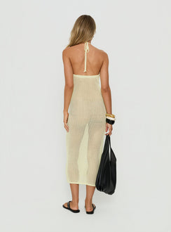 Sebelle Halter Crochet Maxi Dress Yellow