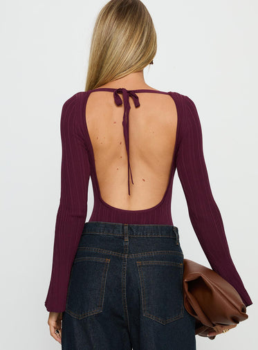 Mayok Long Sleeve Bodysuit Plum