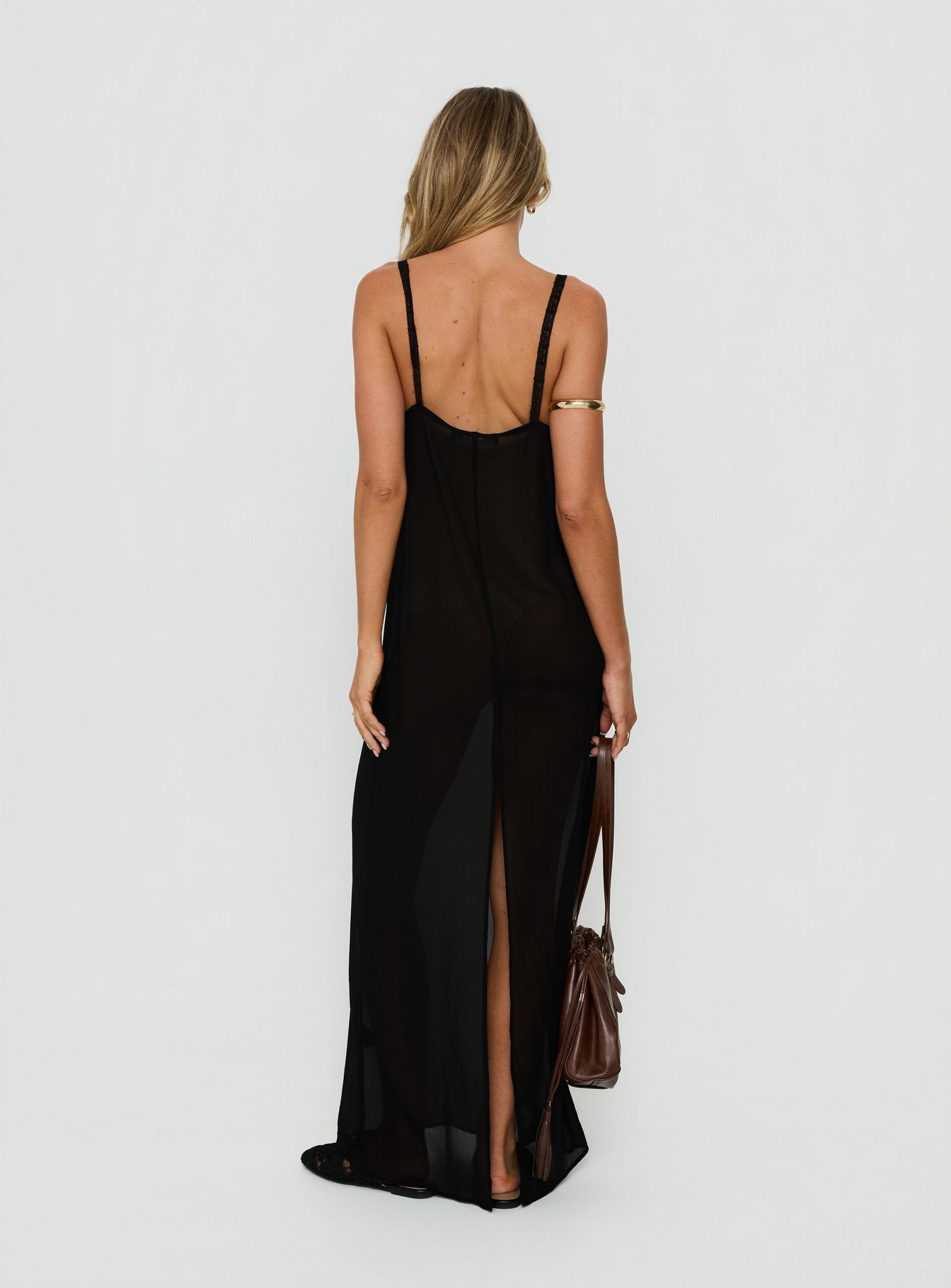 Glacial Sheer Maxi Dress Noir | Princess Polly