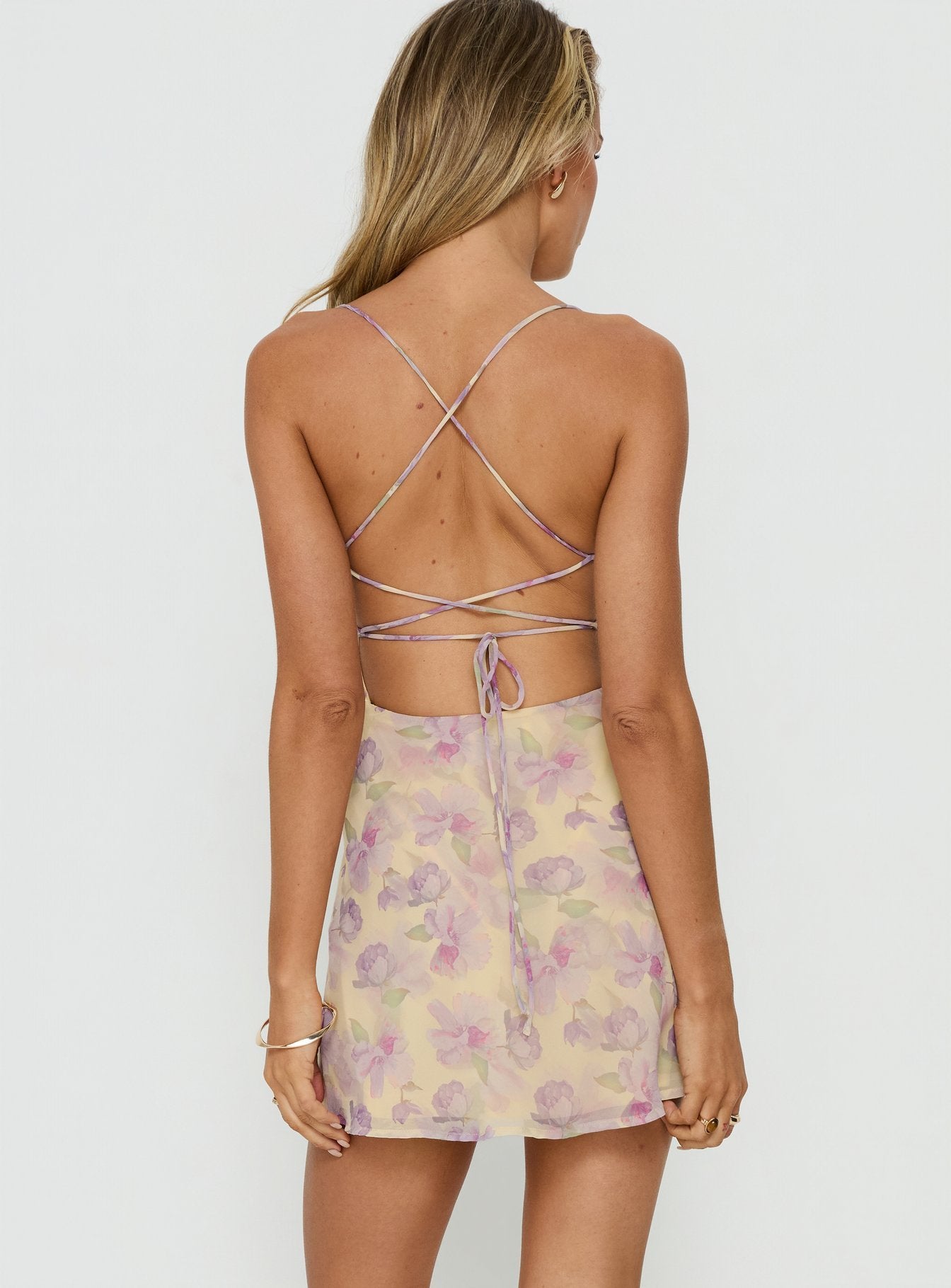 princess polly yellow dress with purple flowers Landon Mini Dress Yellow Floral