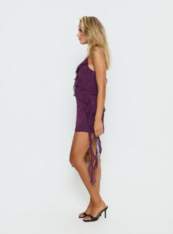 Kinara Ruffle Mini Dress Purple