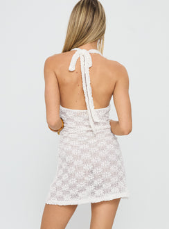 Masego Crochet Scarf Tie Mini Dress White