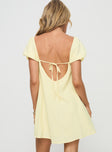 Princess Polly Square Neck  Beyond Linen Blend Mini Dress Yellow