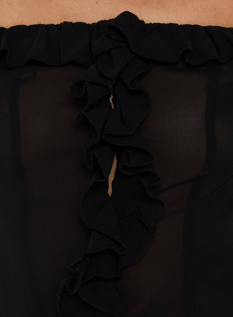 Nivelle Frill Detail Off Shoulder Top Black