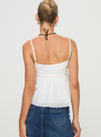 back view of model wearing Princess Polly Libra Top White Sleeveless V-Neck 