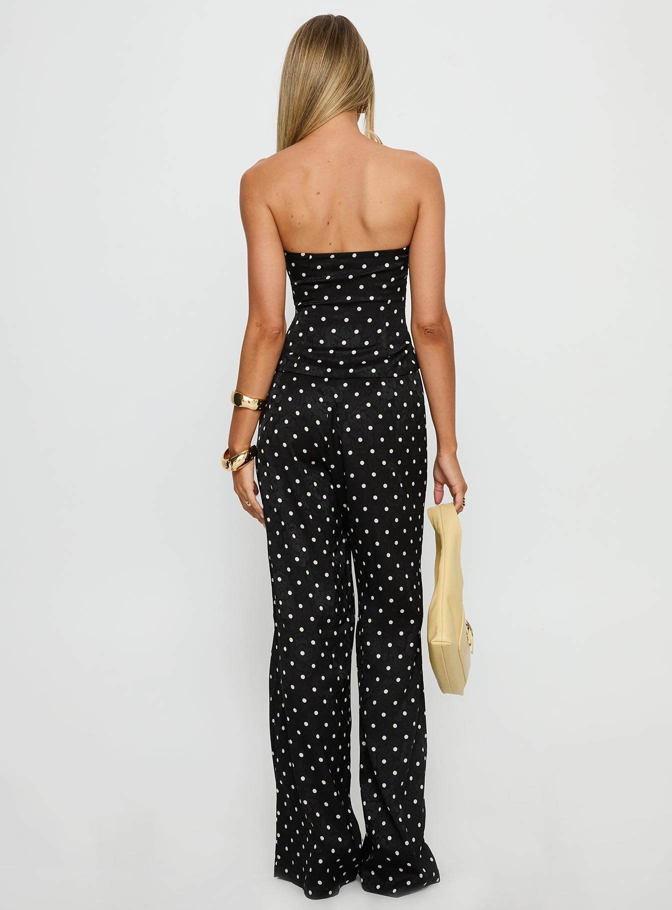 Powdered Sugar Strapless Set Black Polka