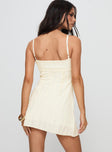 back view of model wearing Princess Polly Melrose Nights Mini Dress Cream Square Neck 