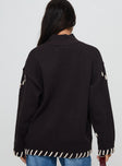 back view of model wearing Princess Polly Leizure Turtleneck Knit Sweater Brown Long 