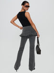 back view of model wearing Princess Polly Jordynne Layered Pant Washed Black High Waisted Pants 