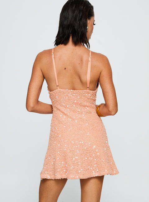 Feel The Vibrations Sequin Mini Dress Orange | Princess Polly Feel The Vibrations Sequin Mini Dress Orange | Princess Polly