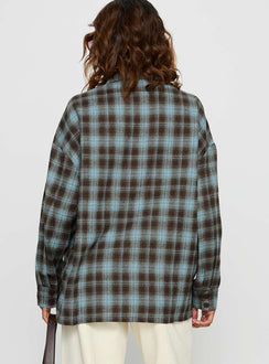 Perlita Long Sleeve Collared Shirt Brown Check
