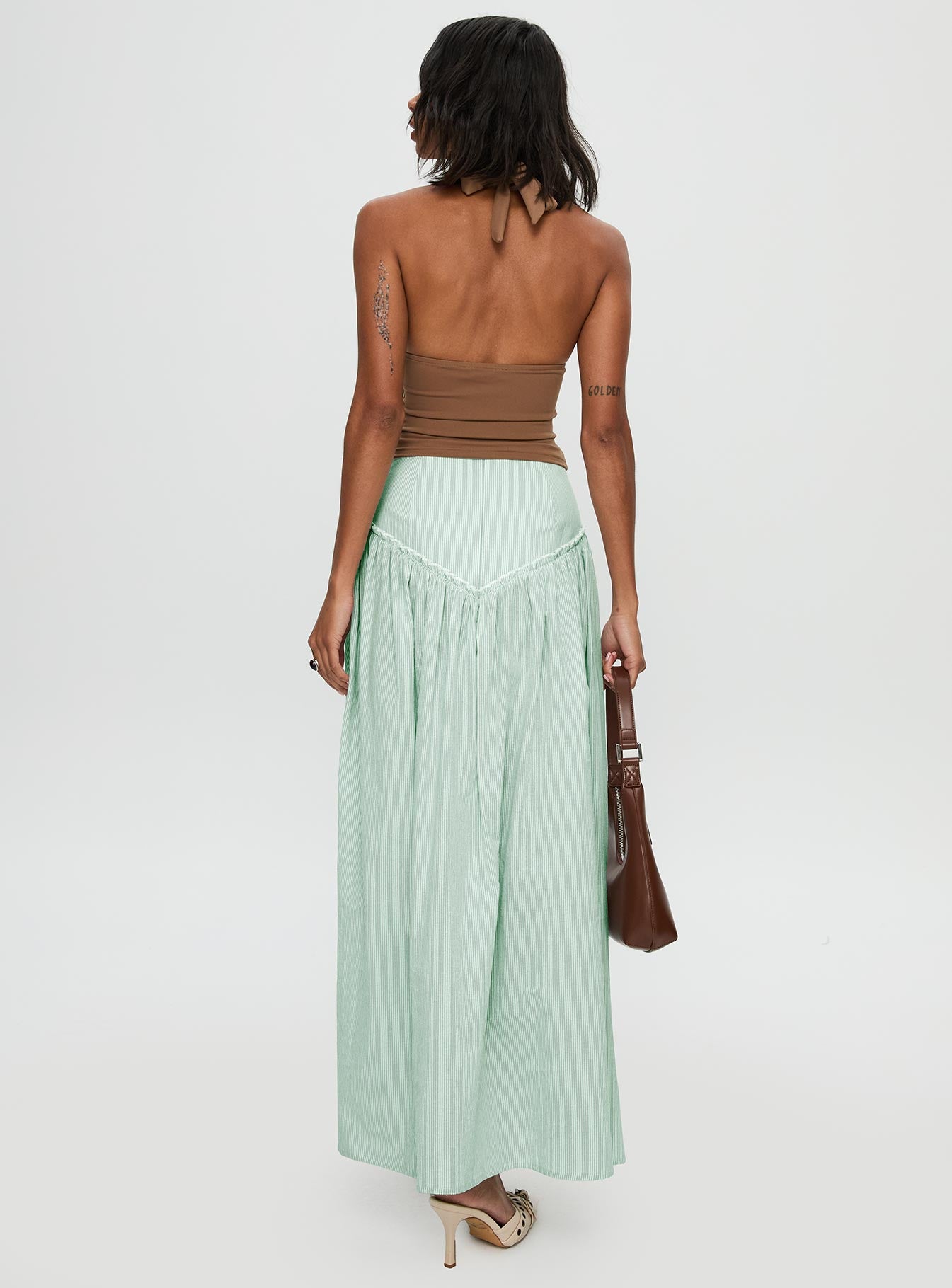 Yasemine Maxi Skirt Green / White | Princess Polly