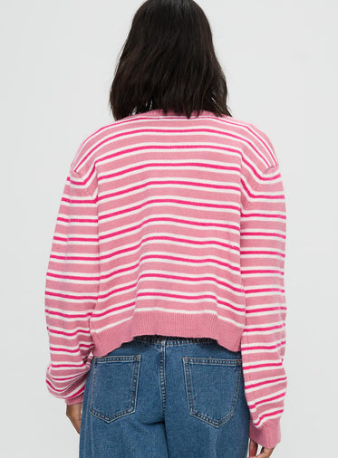 Heavenly Dream Cardigan Pink Stripe