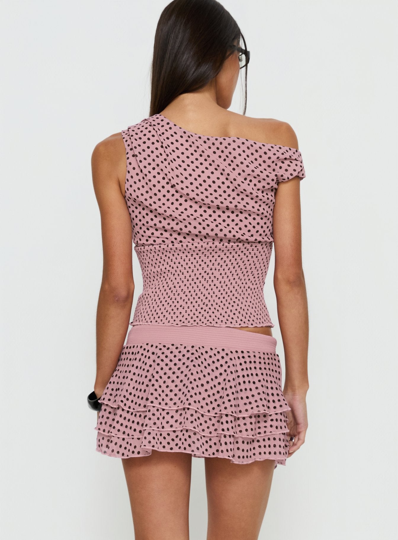 Ready To Party Frill Skort Pink / Black Polka