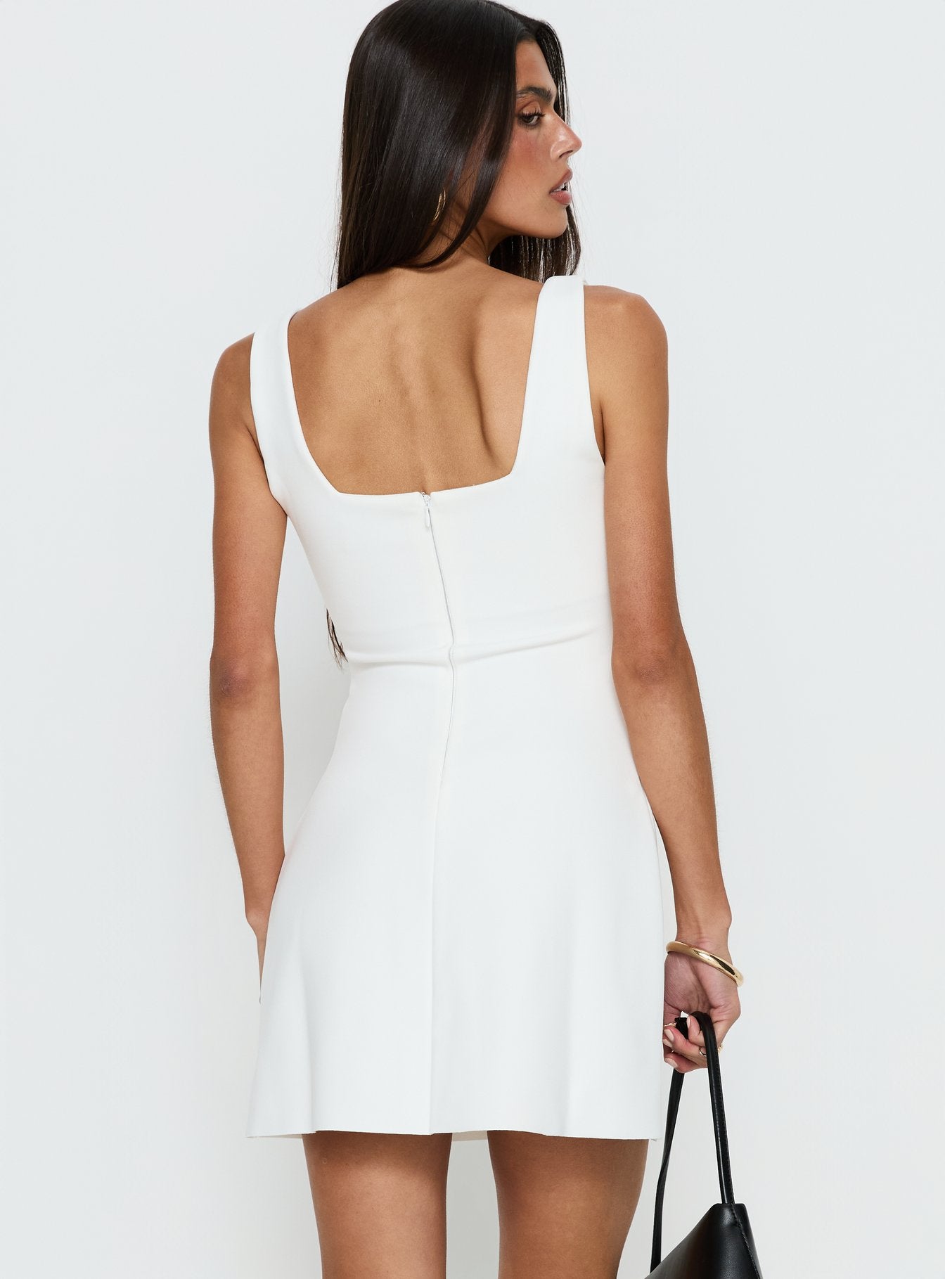 open lace back dress Beacall Embroidered Mini Dress White open lace back dress Beacall Embroidered Mini Dress White