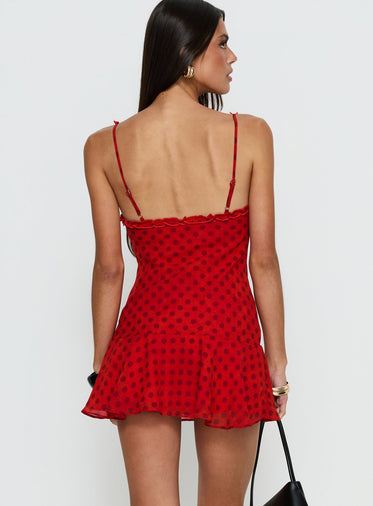open lace back dress Red Polka Dot Drop Waist Athletic Dress  Shop The Muse