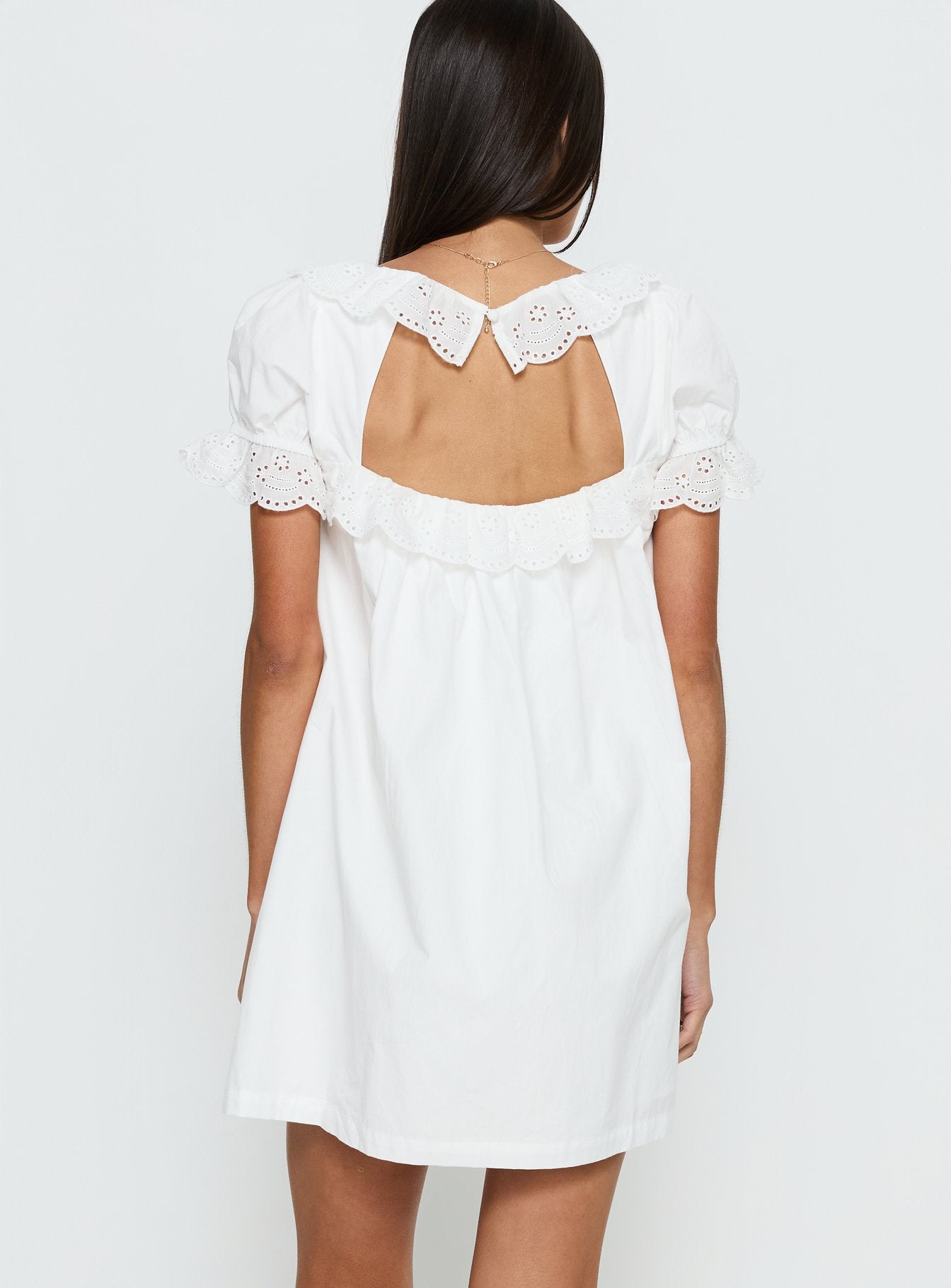 collared white mini dress Trinka Frill Collared Mini Dress | White | Womens