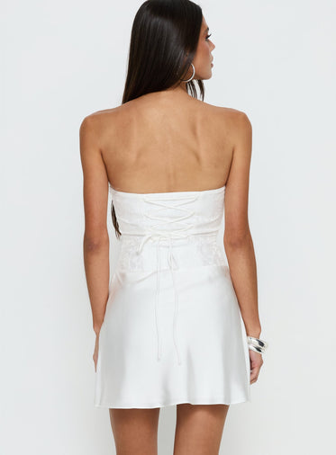 open lace back dress Lethia Corset Mini Dress White main image 1