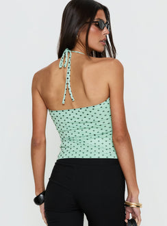 Days Of Summer Ruffle Top Mint Polka