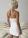 Strapless mini dress slim fitting Ruched bust shirred band at back lace up waist