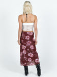 Graphic print midi skirt Thin elasticated waistband, mesh material, mid rise