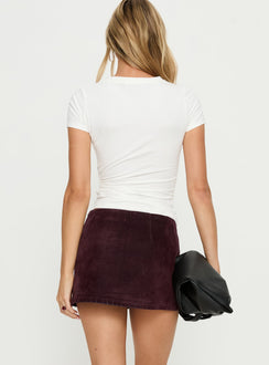 Karra Flocked Mini Skirt Washed Red