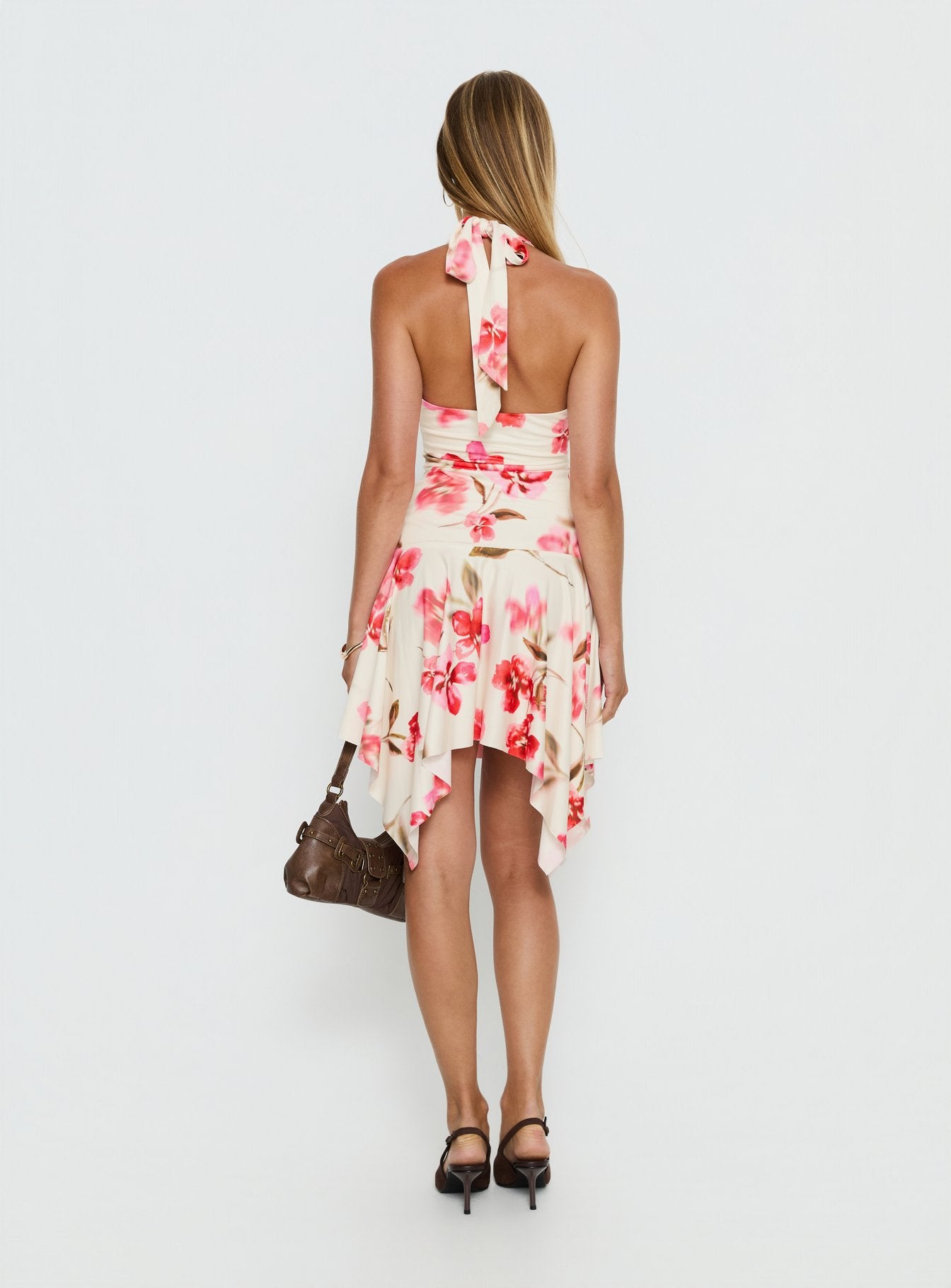 Loreza Halter Asymmetrical Midi Dress | Cream Floral | Womens | Princess Polly Loreza Halter Asymmetrical Midi Dress | Cream Floral | Womens | Princess Polly