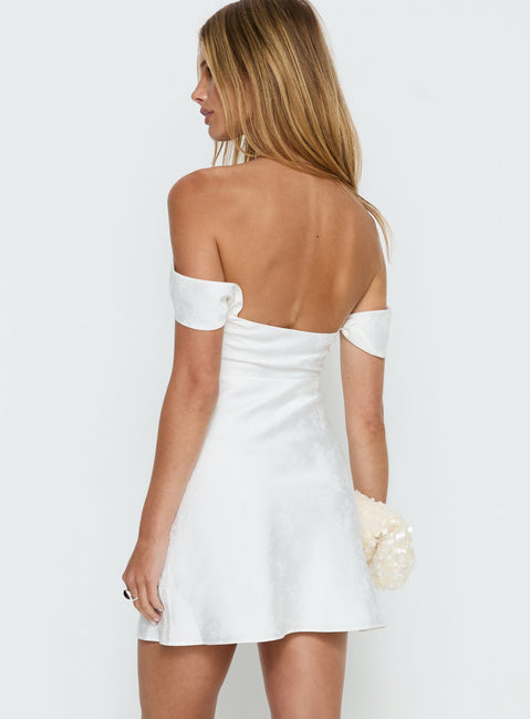 zabbarra off the shoulder mini dress Zabbarra Mini Dress Floral | White | Womens