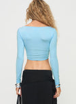 Long sleeve top Lace detailing, sweetheart neckline, keyhole cut out Good stretch, partially lined